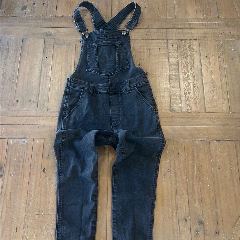 Gap black denim jeans overalls girls large 10 slim fit skinny - Picture 2 of 10